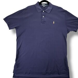 Polo Ralph Lauren Classic Fit Cotton Mesh Polo Shirt Large Navy Multicolor Pony